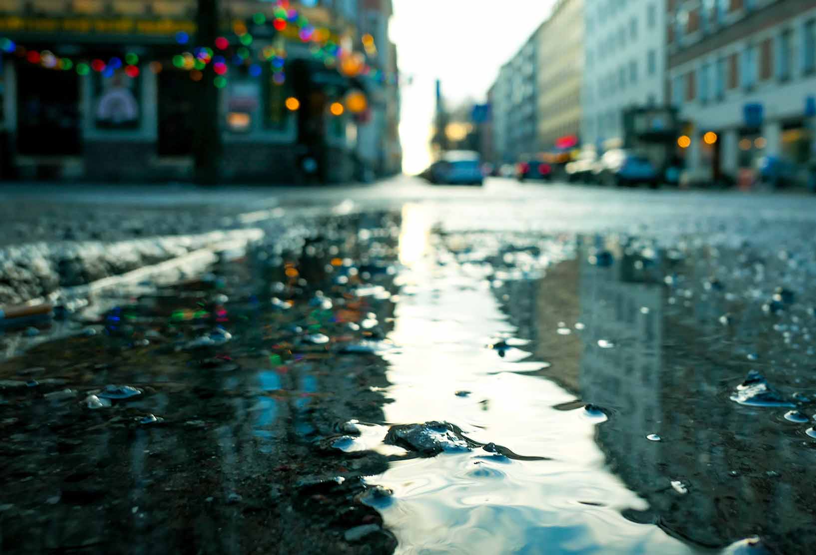 Stadt Starkregen Nässe Wasser